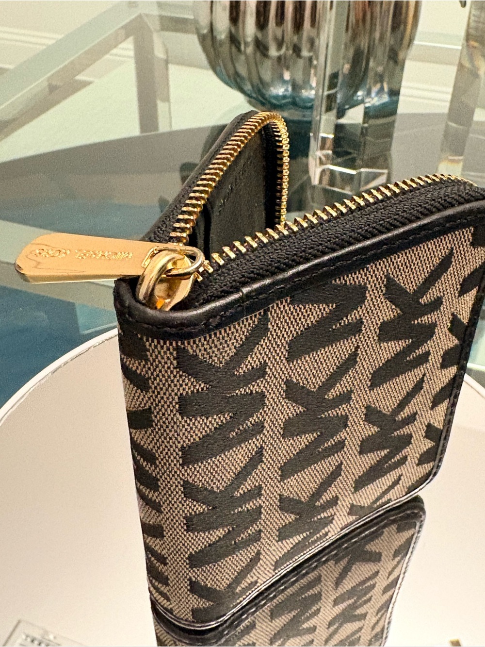Michael Kors Black & Brown MK Logo Shoulder Bag & Matching Wallet - Picture 11 of 17